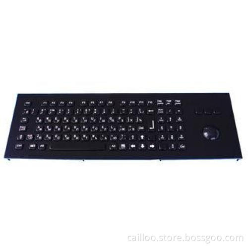 104 keys Vandal Proof Black Metal Keyboard With Trackball A